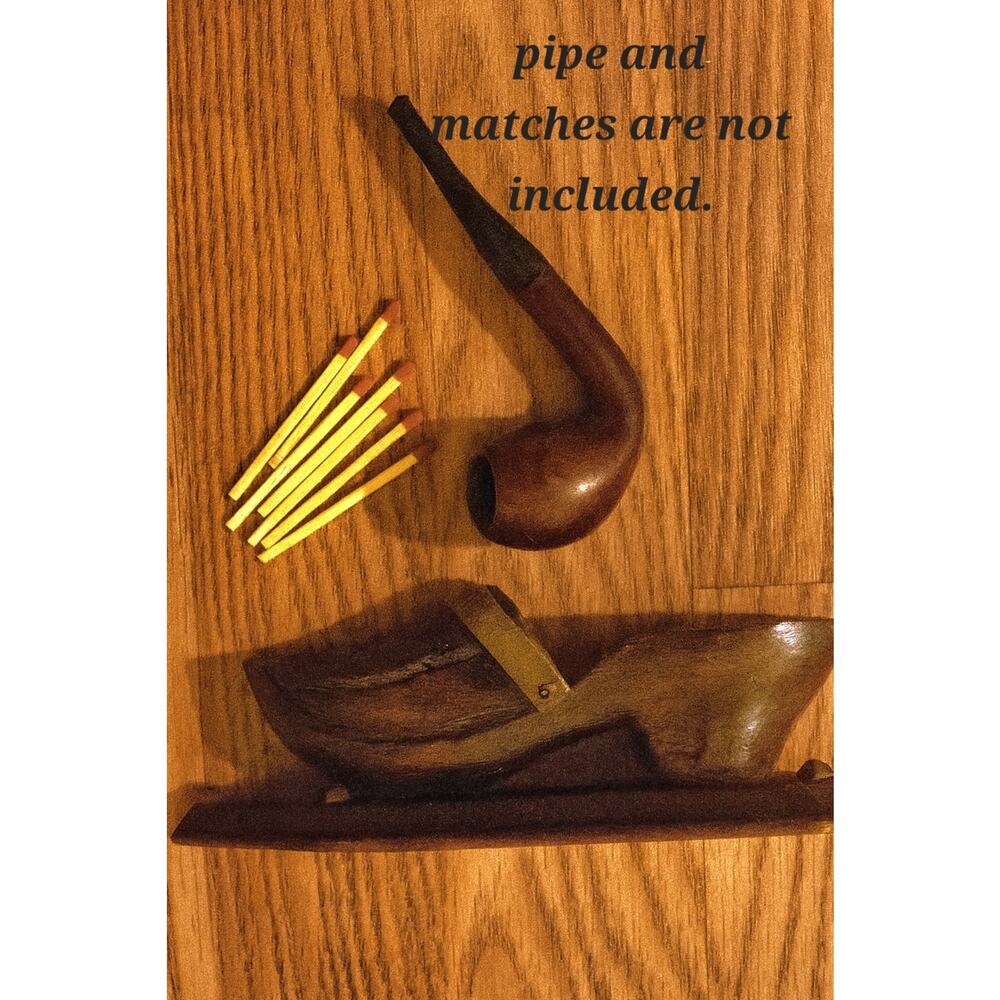 HTF Vintage Hand Carved Pipe And Tobacco Or Match Holder Scandinavian Folk Art